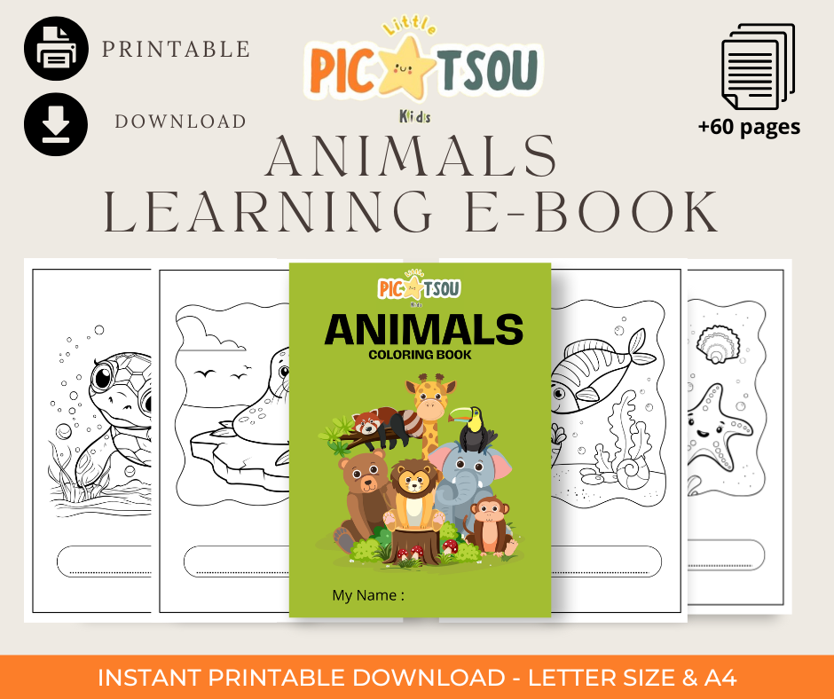 Printable Animal Coloring Ebook for Kids